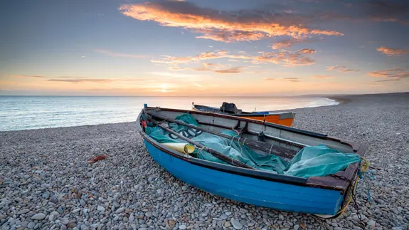 Boat On Beach Moored Up